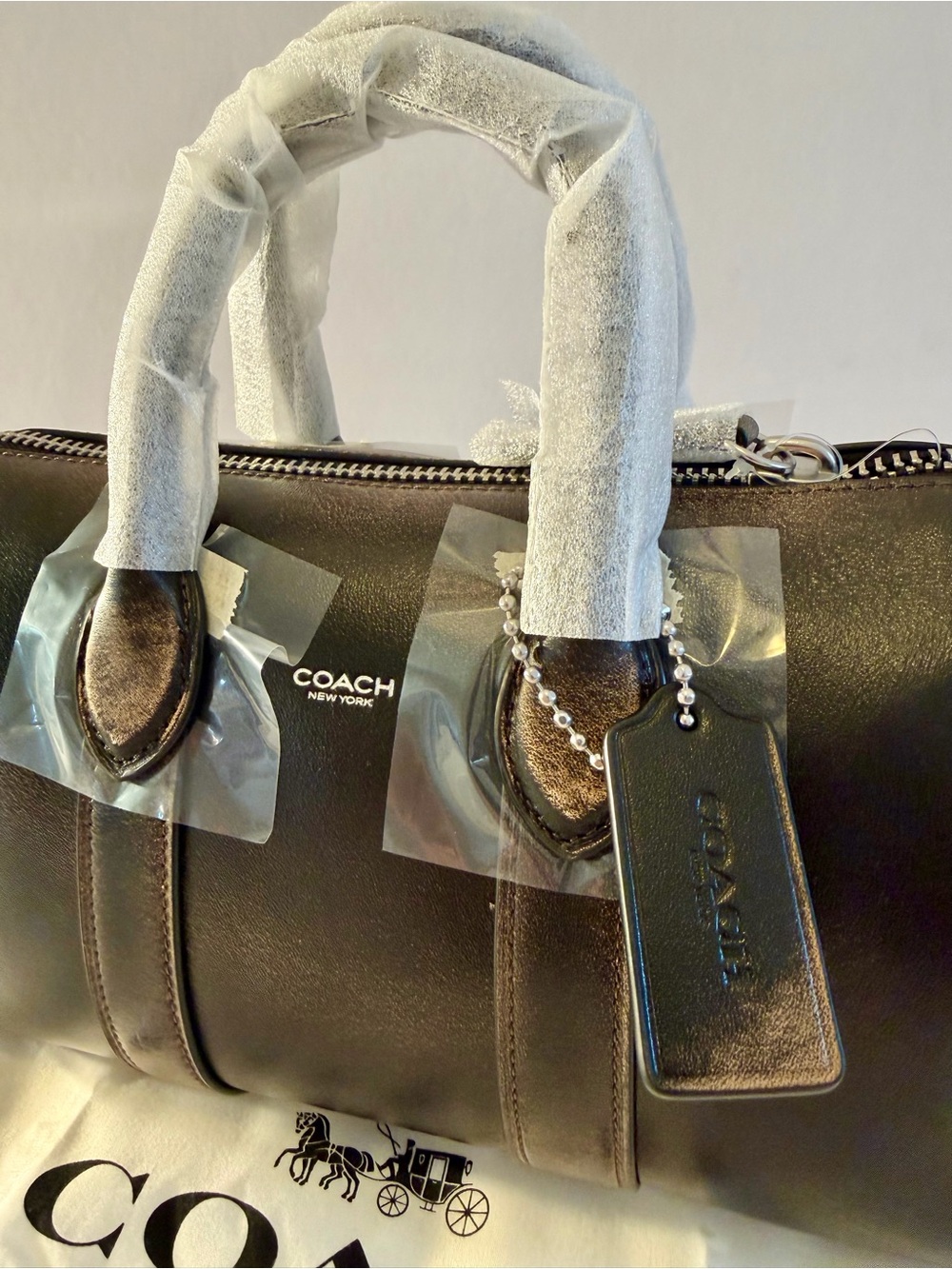 Coach Conpass 25 Black Tan Loved Leather NWT New Sty CEO29 Authentic